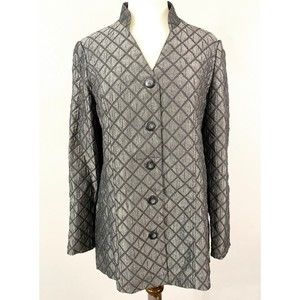 Coldwater Creek Silver Diamond Pattern Quilted Women's Jacket, Size S